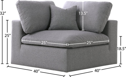 Damian Grey Linen Textured Fabric Deluxe Comfort Modular Corner Chair Corner