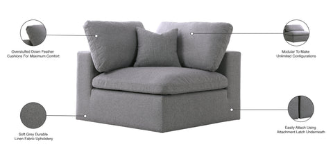 Damian Grey Linen Textured Fabric Deluxe Comfort Modular Corner Chair Corner