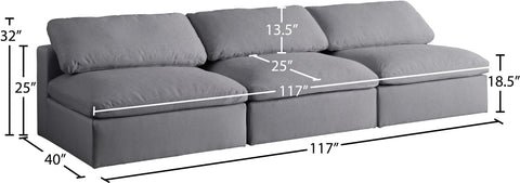 Damian Grey Linen Textured Fabric Deluxe Comfort Modular Armless Sofa S117