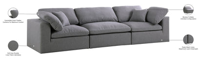 Damian Grey Linen Textured Fabric Deluxe Comfort Modular Sofa S119