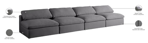 Damian Grey Linen Textured Fabric Deluxe Comfort Modular Armless Sofa S156