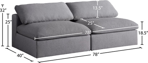 Damian Grey Linen Textured Fabric Deluxe Comfort Modular Armless Sofa S78