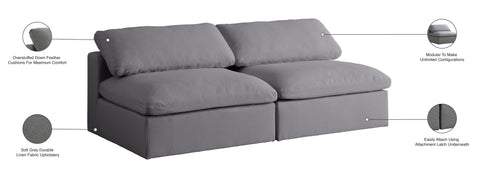 Damian Grey Linen Textured Fabric Deluxe Comfort Modular Armless Sofa S78