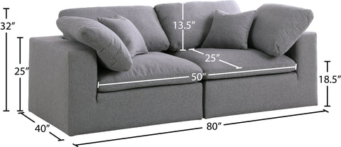 Damian Grey Linen Textured Fabric Deluxe Comfort Modular Sofa S80
