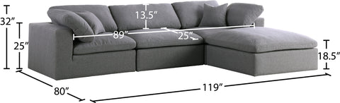 Damian Grey Linen Textured Fabric Deluxe Comfort Modular Sectional Sec4A