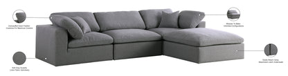 Damian Grey Linen Textured Fabric Deluxe Comfort Modular Sectional Sec4A