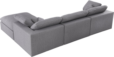 Damian Grey Linen Textured Fabric Deluxe Comfort Modular Sectional Sec4A