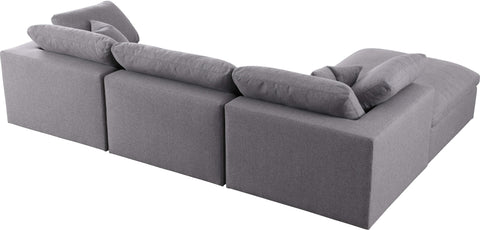 Damian Grey Linen Textured Fabric Deluxe Comfort Modular Sectional Sec4A