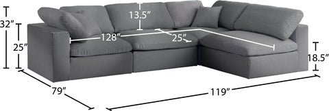 Damian Grey Linen Textured Fabric Deluxe Comfort Modular Sectional Sec4B