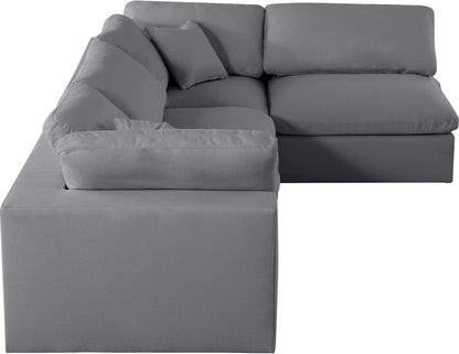 Damian Grey Linen Textured Fabric Deluxe Comfort Modular Sectional Sec4B