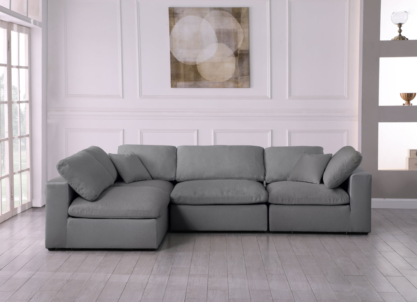damian grey linen textured fabric deluxe comfort modular sectional sec4b