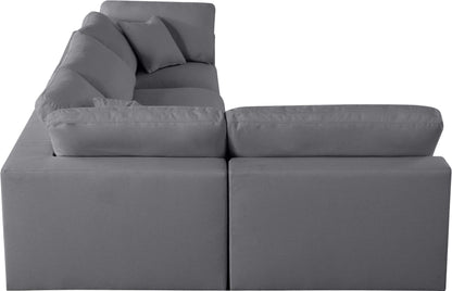 Damian Grey Linen Textured Fabric Deluxe Comfort Modular Sectional Sec4B