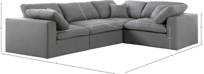 Damian Grey Linen Textured Fabric Modular Sectional Sec4C