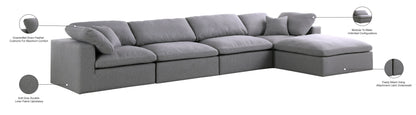 Damian Grey Linen Textured Fabric Deluxe Comfort Modular Sectional Sec5A