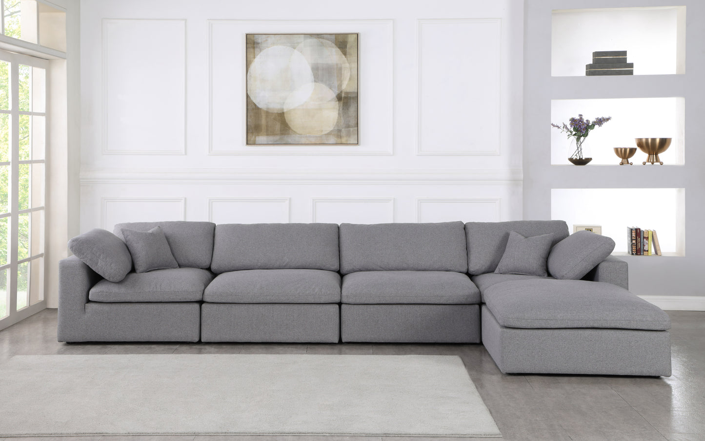 damian grey linen textured fabric deluxe comfort modular sectional sec5a