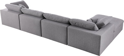 Damian Grey Linen Textured Fabric Deluxe Comfort Modular Sectional Sec5A