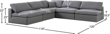 Damian Grey Linen Textured Fabric Deluxe Comfort Modular Sectional Sec5B