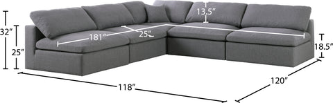 Damian Grey Linen Textured Fabric Deluxe Comfort Modular Sectional Sec5B
