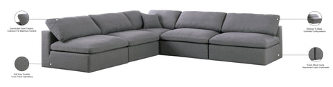Damian Grey Linen Textured Fabric Deluxe Comfort Modular Sectional Sec5B