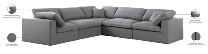 Damian Grey Linen Textured Fabric Deluxe Comfort Modular Sectional Sec5C