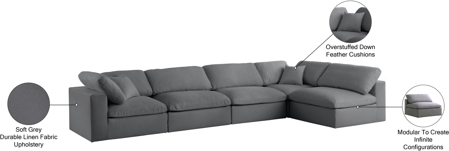 damian grey linen textured fabric deluxe comfort modular sectional sec5d