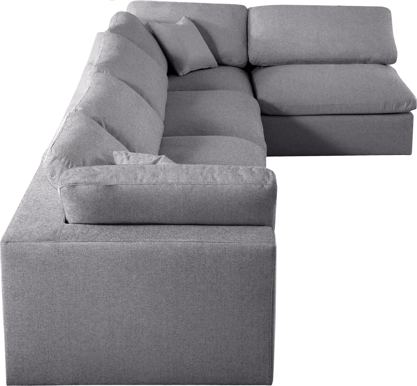 damian grey linen textured fabric deluxe comfort modular sectional sec5d