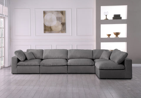 Damian Grey Linen Textured Fabric Deluxe Comfort Modular Sectional Sec5D