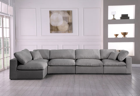 Damian Grey Linen Textured Fabric Deluxe Comfort Modular Sectional Sec5D