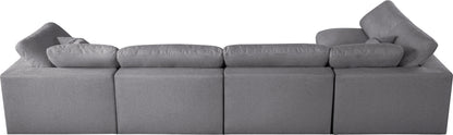 Damian Grey Linen Textured Fabric Deluxe Comfort Modular Sectional Sec5D