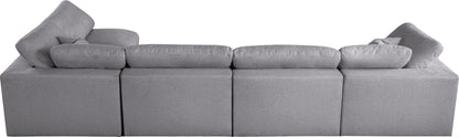 Damian Grey Linen Textured Fabric Deluxe Comfort Modular Sectional Sec5D