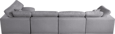 Damian Grey Linen Textured Fabric Deluxe Comfort Modular Sectional Sec5D