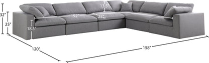 Damian Grey Linen Textured Fabric Deluxe Comfort Modular Sectional Sec6A