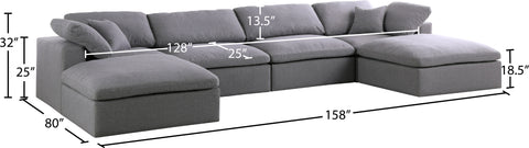 Damian Grey Linen Textured Fabric Deluxe Comfort Modular Sectional Sec6B