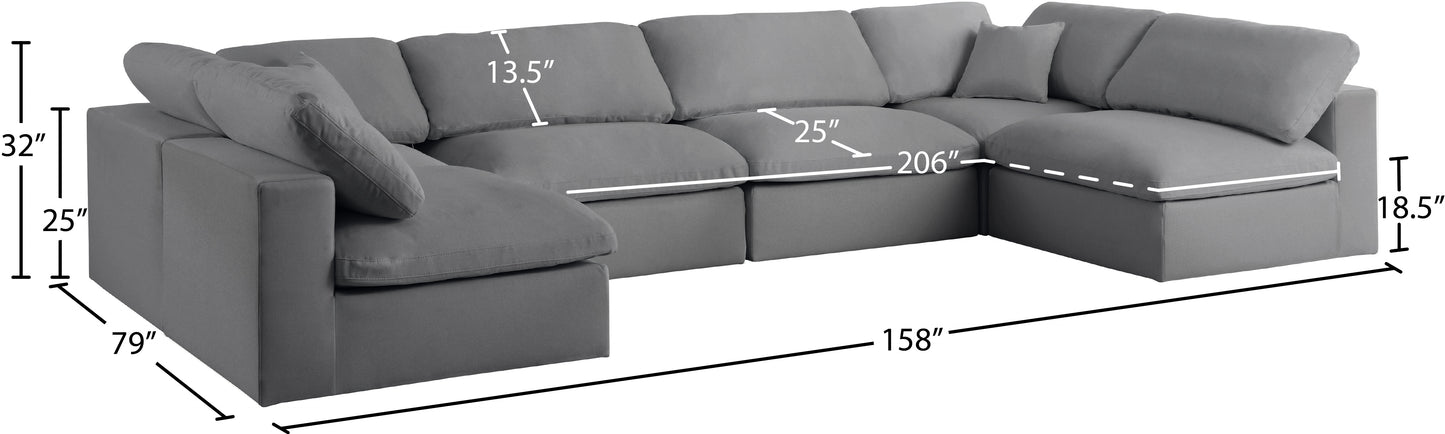 damian grey linen textured fabric deluxe comfort modular sectional sec6d