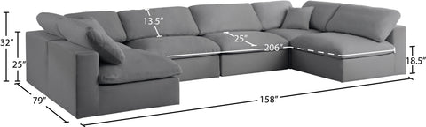 Damian Grey Linen Textured Fabric Deluxe Comfort Modular Sectional Sec6D