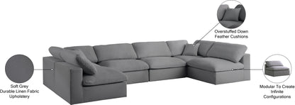 Damian Grey Linen Textured Fabric Deluxe Comfort Modular Sectional Sec6D