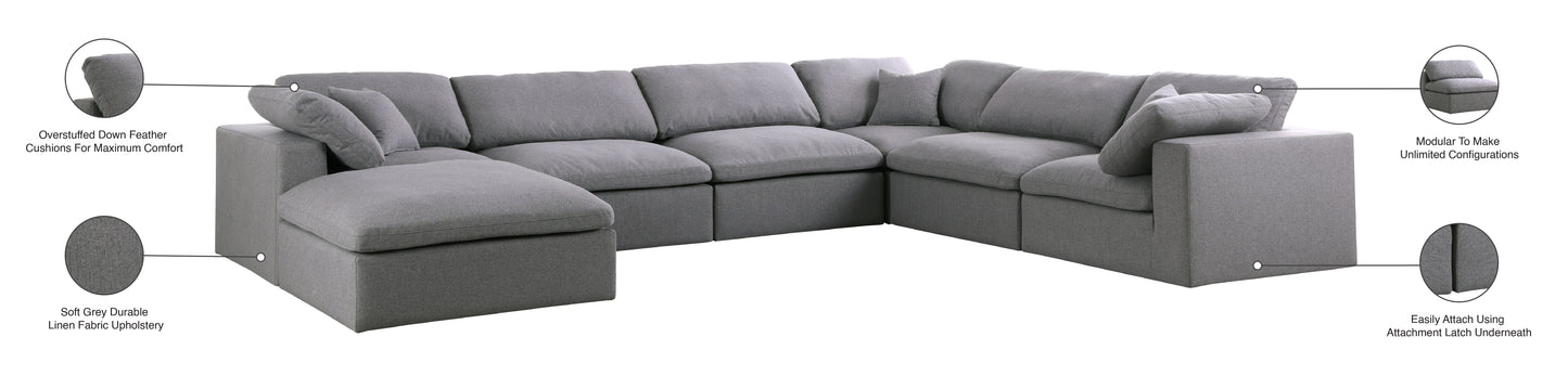 damian grey linen textured fabric deluxe comfort modular sectional sec7a