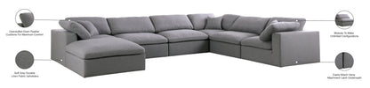 Damian Grey Linen Textured Fabric Deluxe Comfort Modular Sectional Sec7A