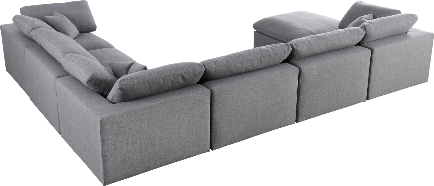 damian grey linen textured fabric deluxe comfort modular sectional sec7a