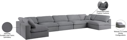 Damian Grey Linen Textured Fabric Deluxe Comfort Modular Sectional Sec7B