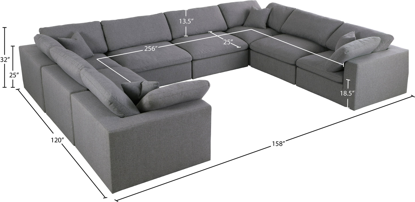 damian grey linen textured fabric deluxe comfort modular sectional sec8a