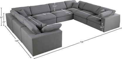 Damian Grey Linen Textured Fabric Deluxe Comfort Modular Sectional Sec8A