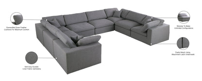 Damian Grey Linen Textured Fabric Deluxe Comfort Modular Sectional Sec8A