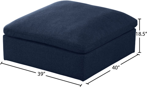 Damian Navy Linen Textured Fabric Deluxe Comfort Modular Ottoman Ott