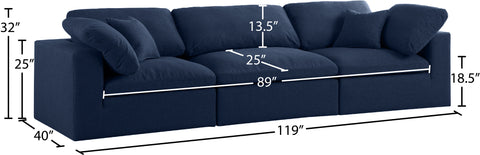 Damian Navy Linen Textured Fabric Deluxe Comfort Modular Sofa S119