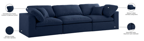 Damian Navy Linen Textured Fabric Deluxe Comfort Modular Sofa S119