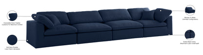 Damian Navy Linen Textured Fabric Deluxe Comfort Modular Sofa S158