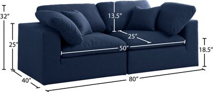 Damian Navy Linen Textured Fabric Deluxe Comfort Modular Sofa S80