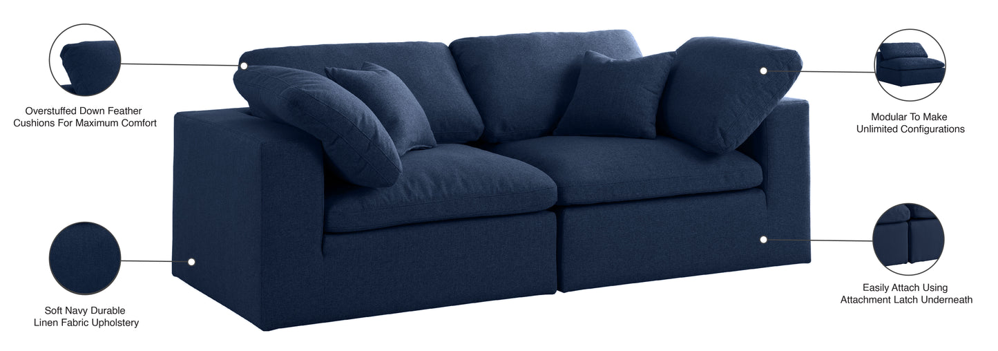 damian navy linen textured fabric deluxe comfort modular sofa s80