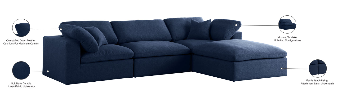 damian navy linen textured fabric deluxe comfort modular sectional sec4a